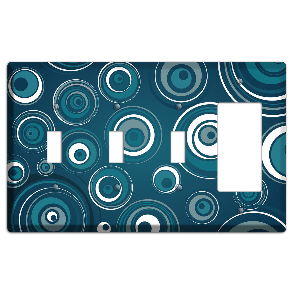 Blue Circles 3 Toggle / Rocker Wallplate