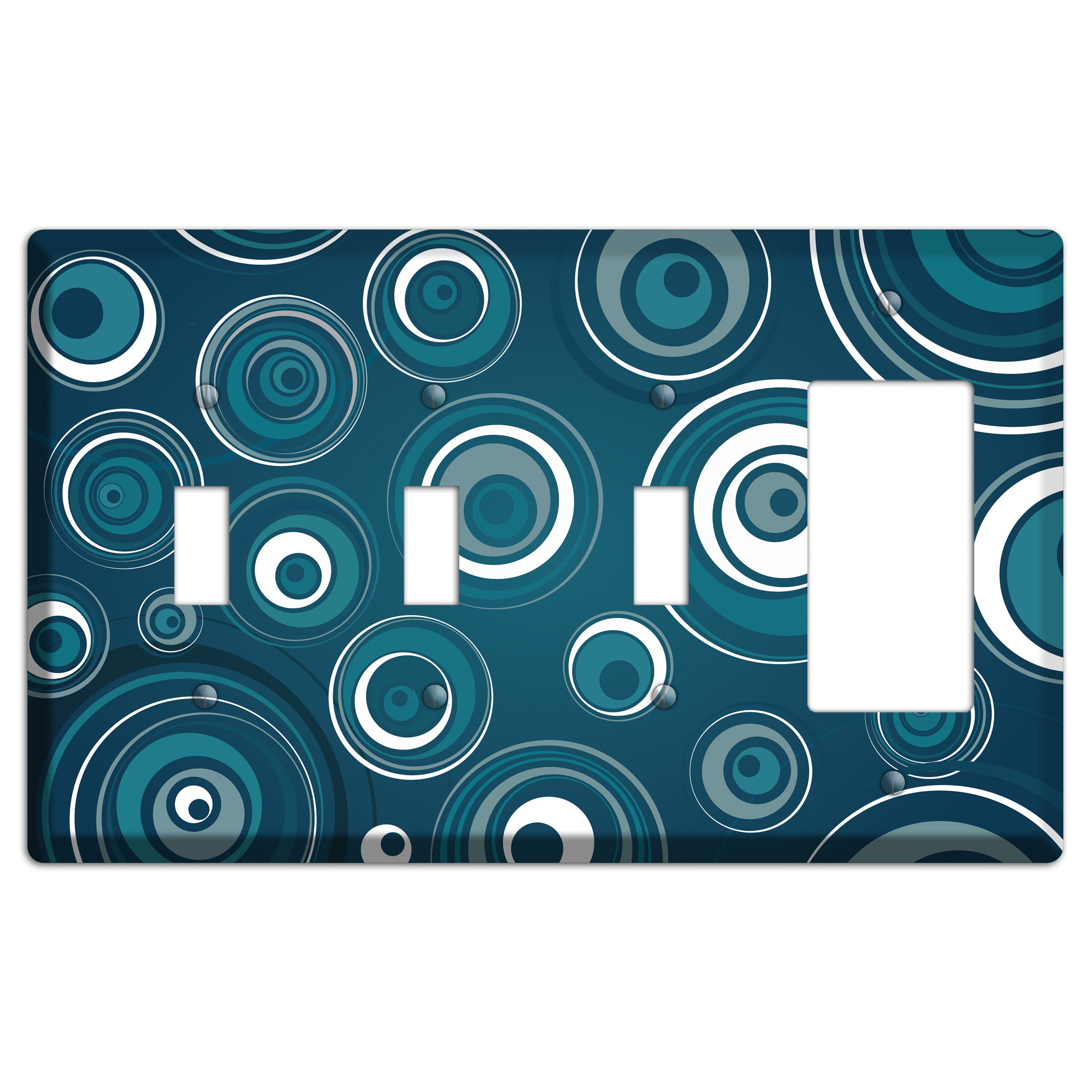 Blue Circles 3 Toggle / Rocker Wallplate