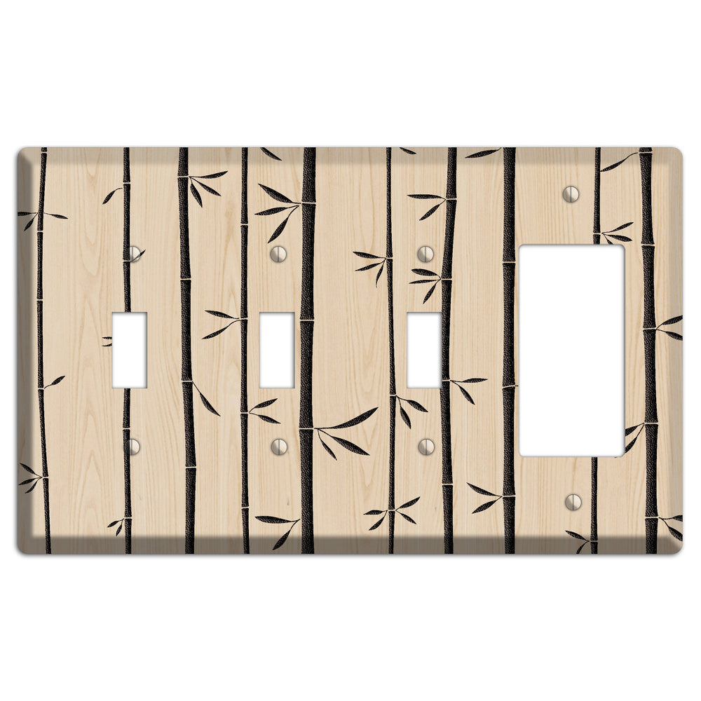 Bamboo Wood Lasered 3 Toggle / Rocker Wallplate