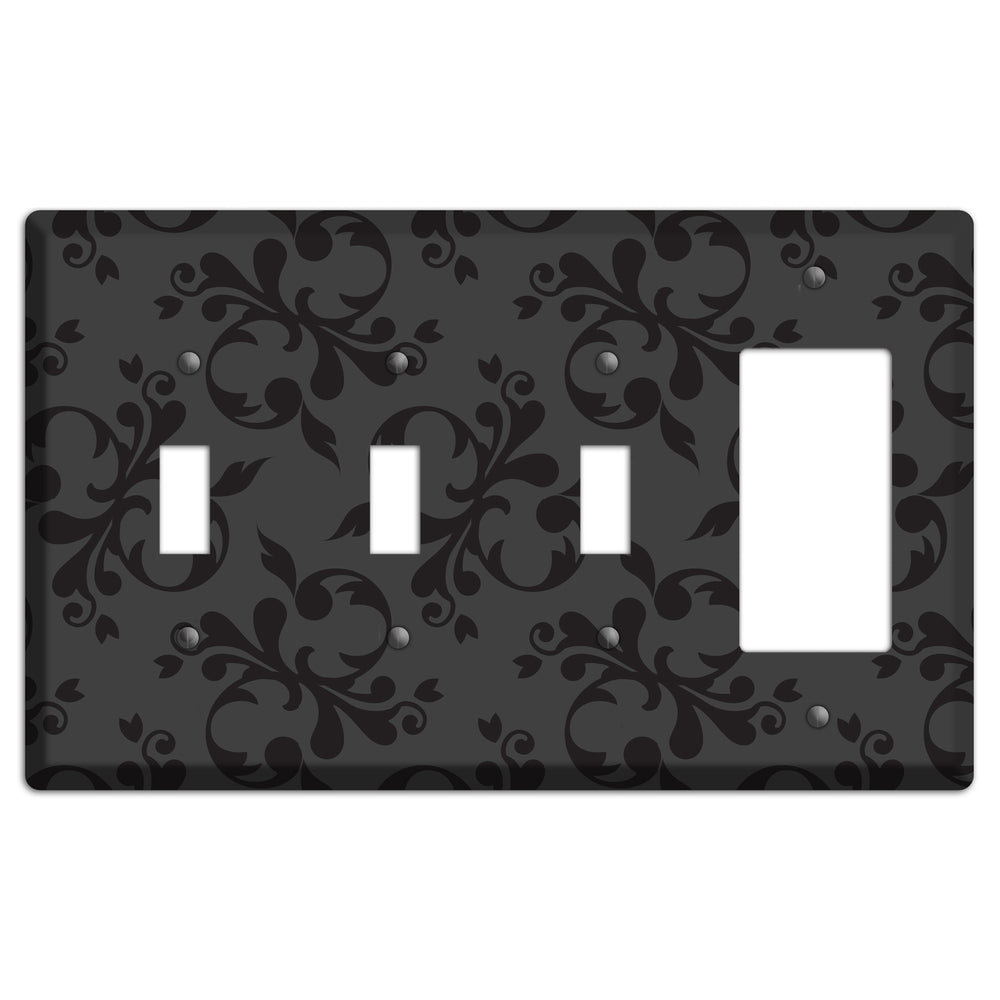 Grey Victorian Toile 3 Toggle / Rocker Wallplate