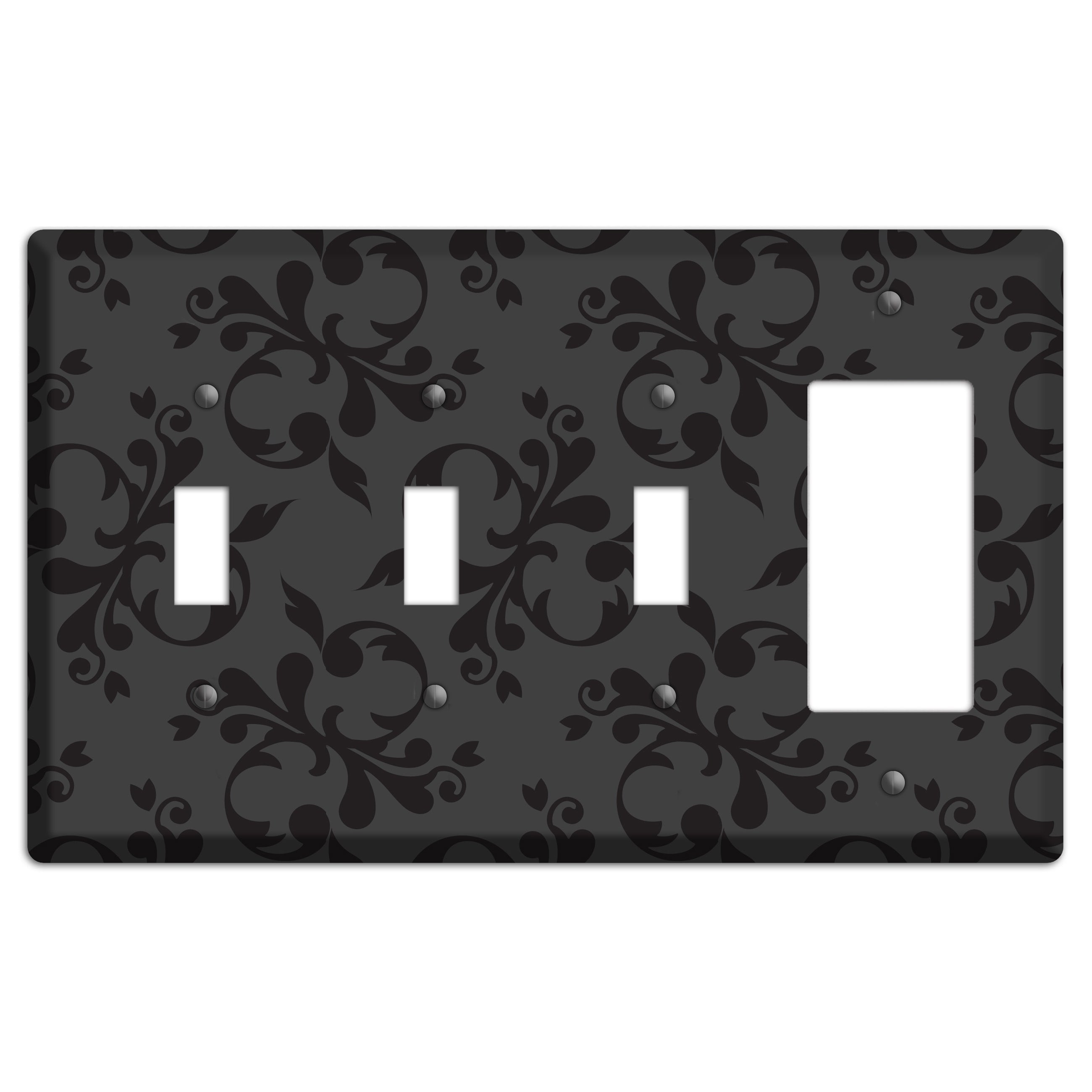 Grey Victorian Toile 3 Toggle / Rocker Wallplate