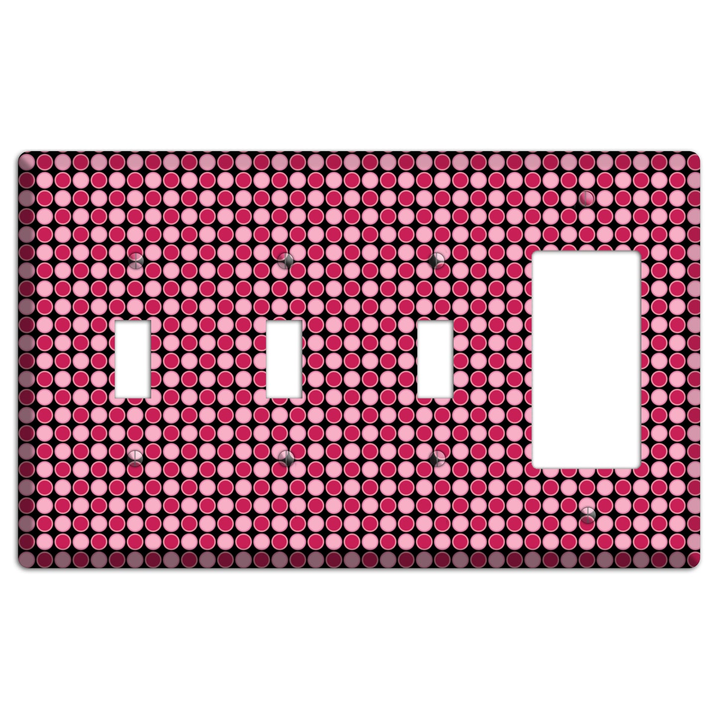 Fuschia and Pink Tiled Dots 3 Toggle / Rocker Wallplate