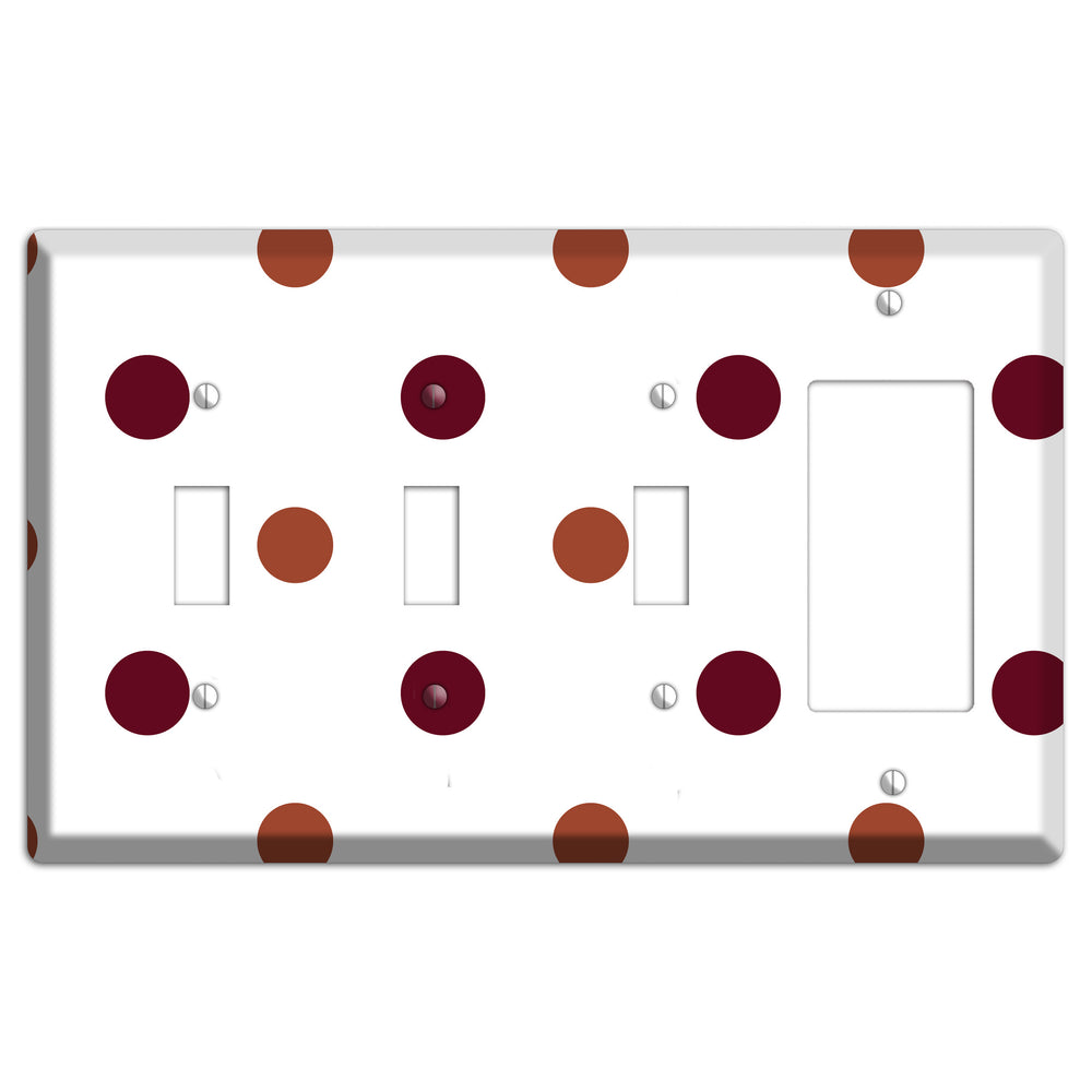 Multi Brown Medium Polka Dots 3 Toggle / Rocker Wallplate