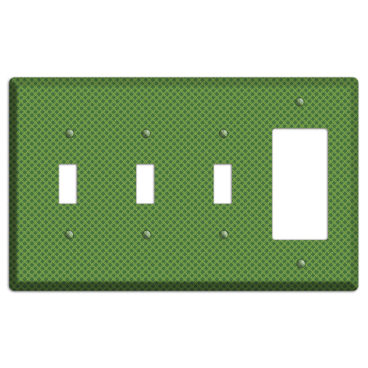 Multi Green Tiny Checked Foulard 3 Toggle / Rocker Wallplate