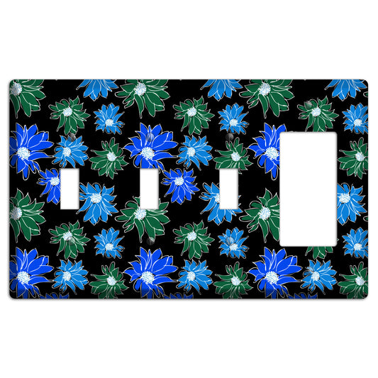 Blue and Green Flowers 3 Toggle / Rocker Wallplate