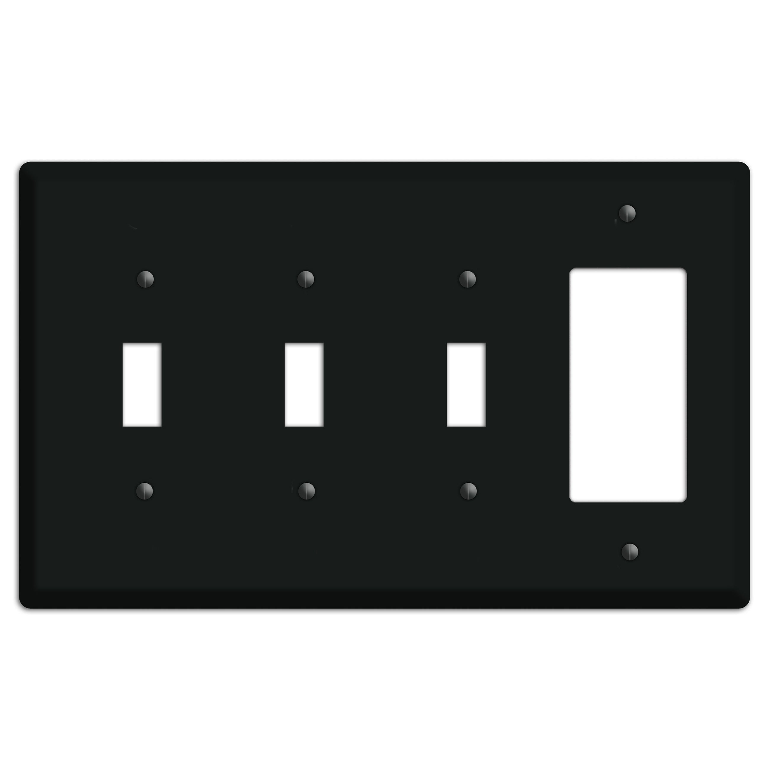 Matte Black Metal 3 Toggle / Rocker Wallplate