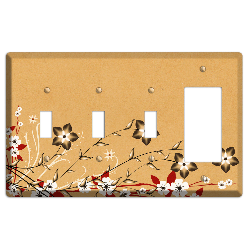 Delicate Red Flowers 2 3 Toggle / Rocker Wallplate