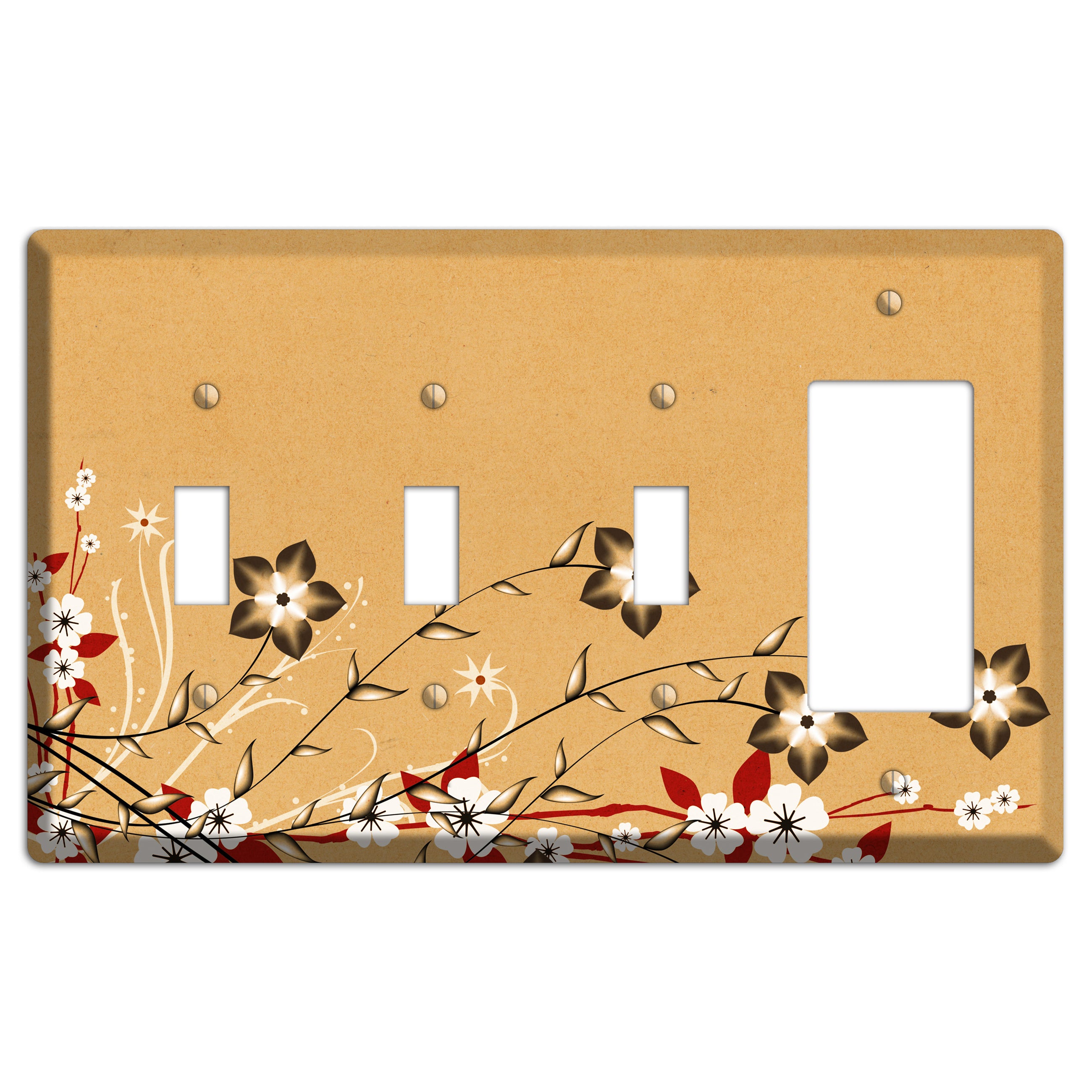 Delicate Red Flowers 2 3 Toggle / Rocker Wallplate