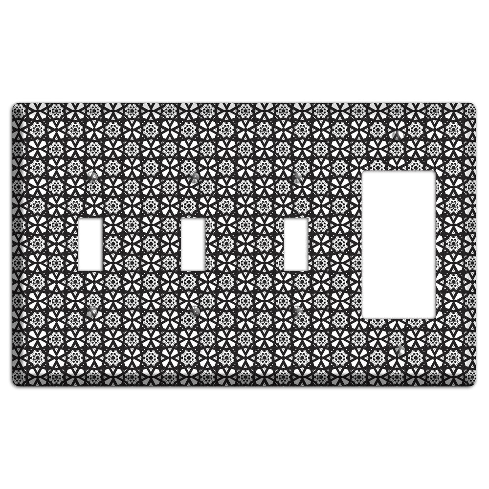 White with Black Arabesque 3 Toggle / Rocker Wallplate