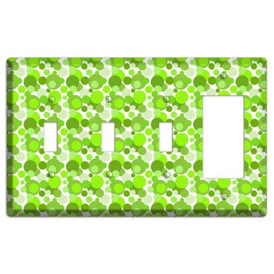 Multi Green Bubble Dots 3 Toggle / Rocker Wallplate
