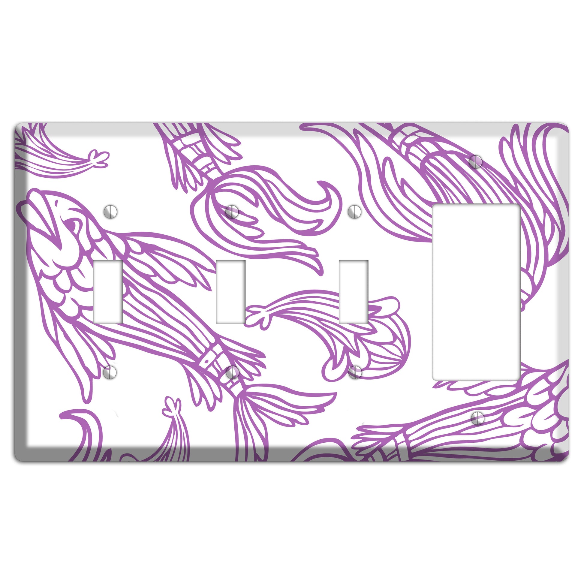 Purple and White Koi 3 Toggle / Rocker Wallplate
