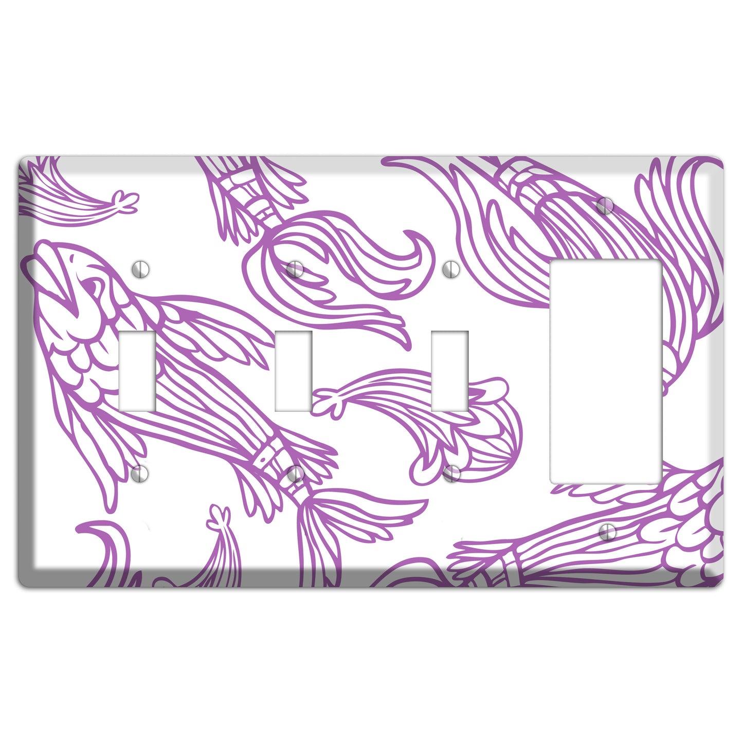 Purple and White Koi 3 Toggle / Rocker Wallplate