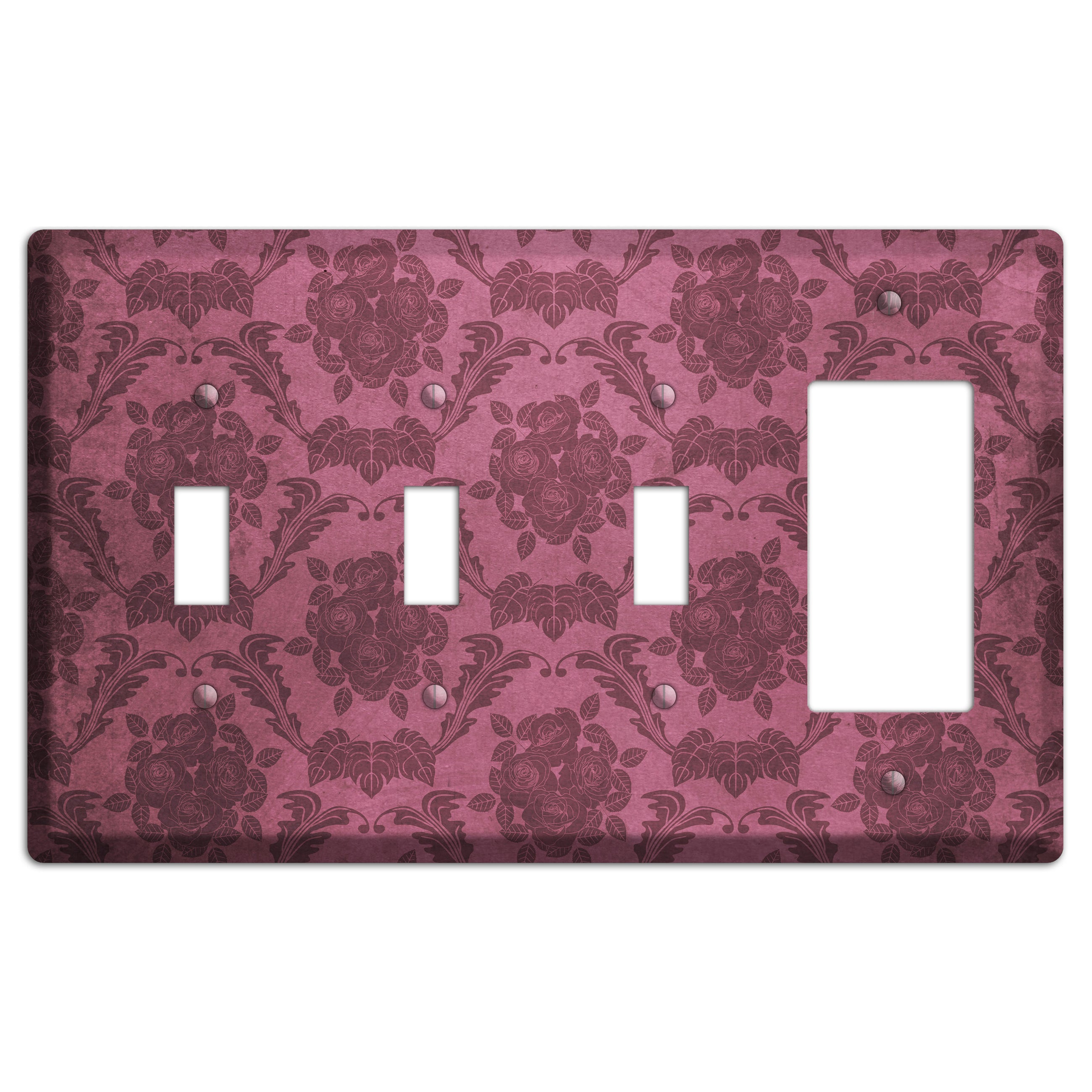 Turkish Rose Vintage Rose Damask 3 Toggle / Rocker Wallplate