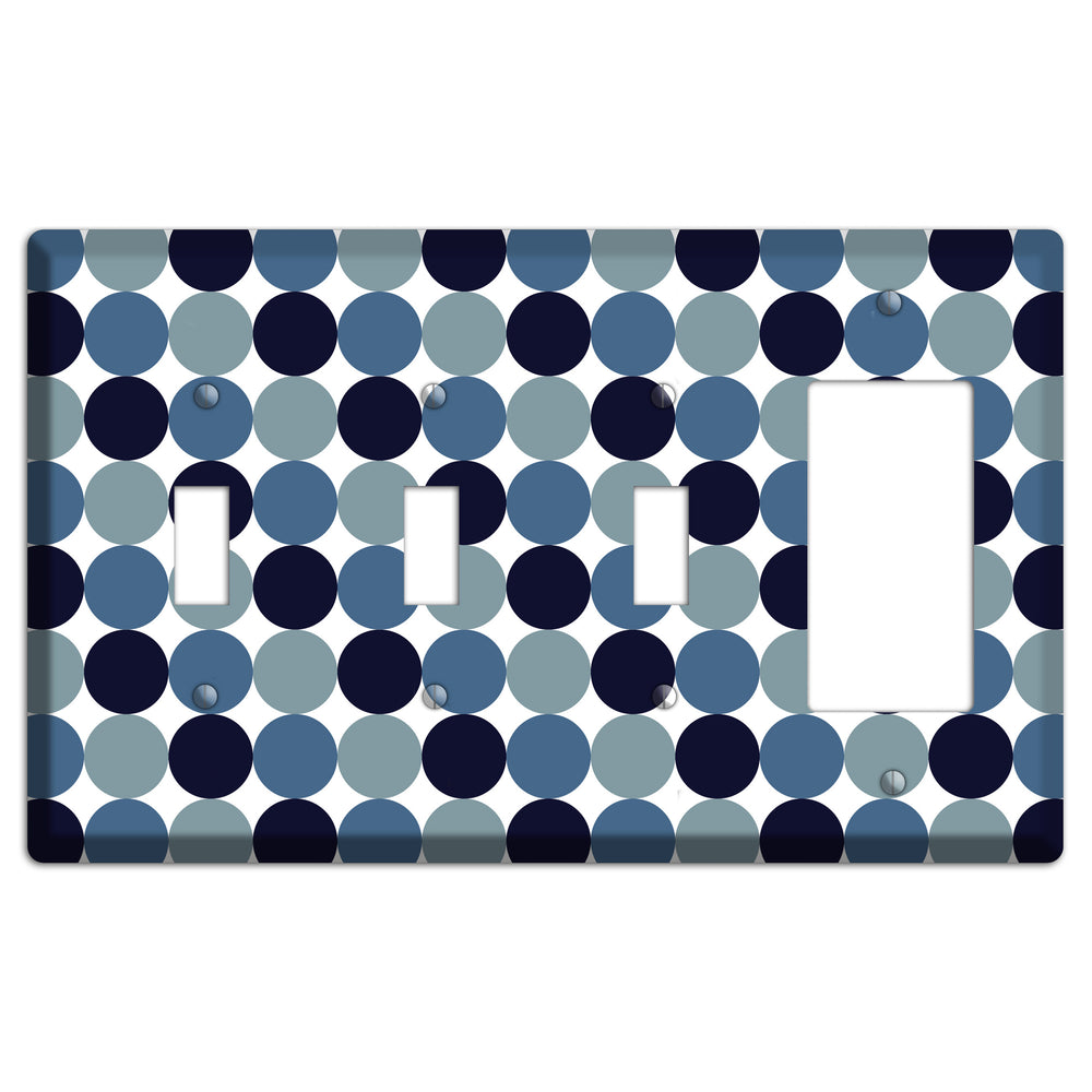 Multi Dusty Blue Tiled Dots 3 Toggle / Rocker Wallplate
