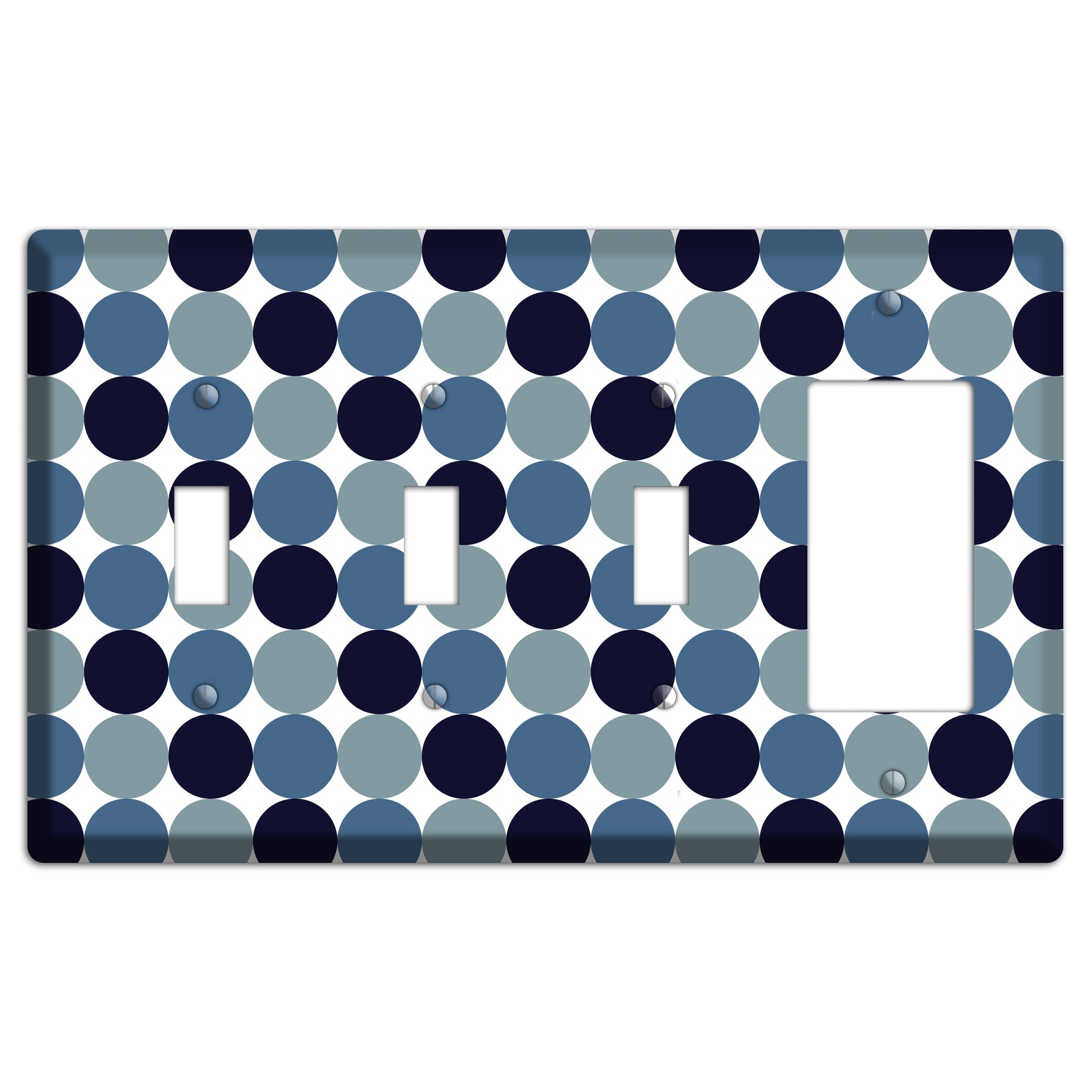 Multi Dusty Blue Tiled Dots 3 Toggle / Rocker Wallplate