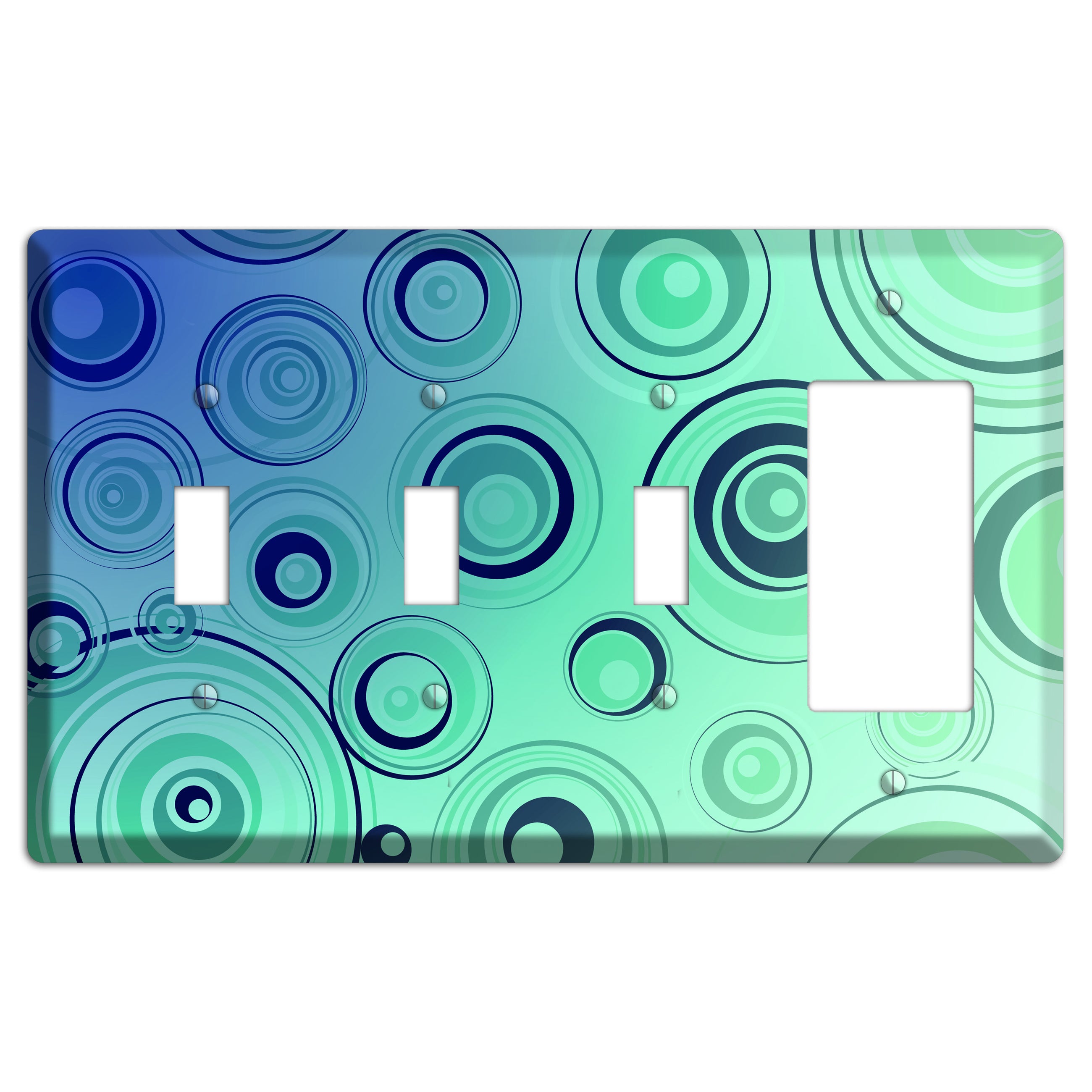 Blue and Green Circles 3 Toggle / Rocker Wallplate