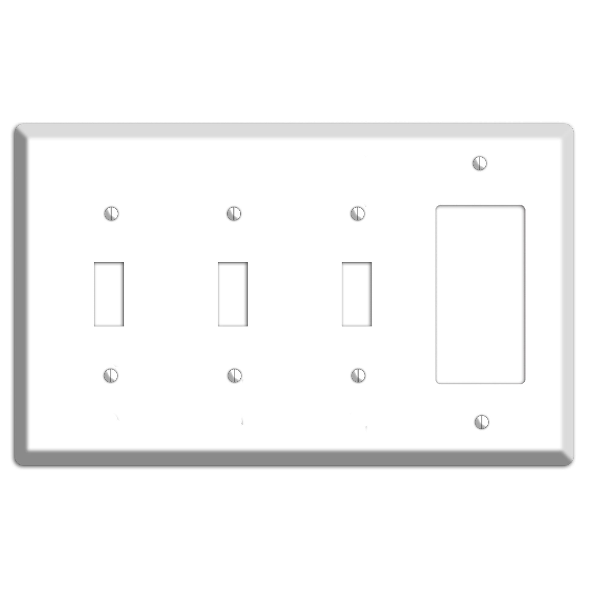 White Metal 3 Toggle / Rocker Wallplate