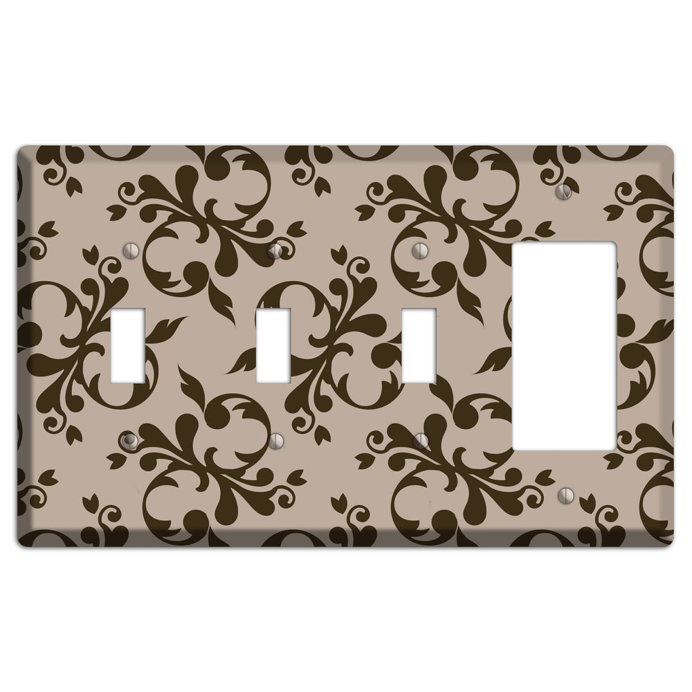 Beige Victorian Toile 3 Toggle / Rocker Wallplate
