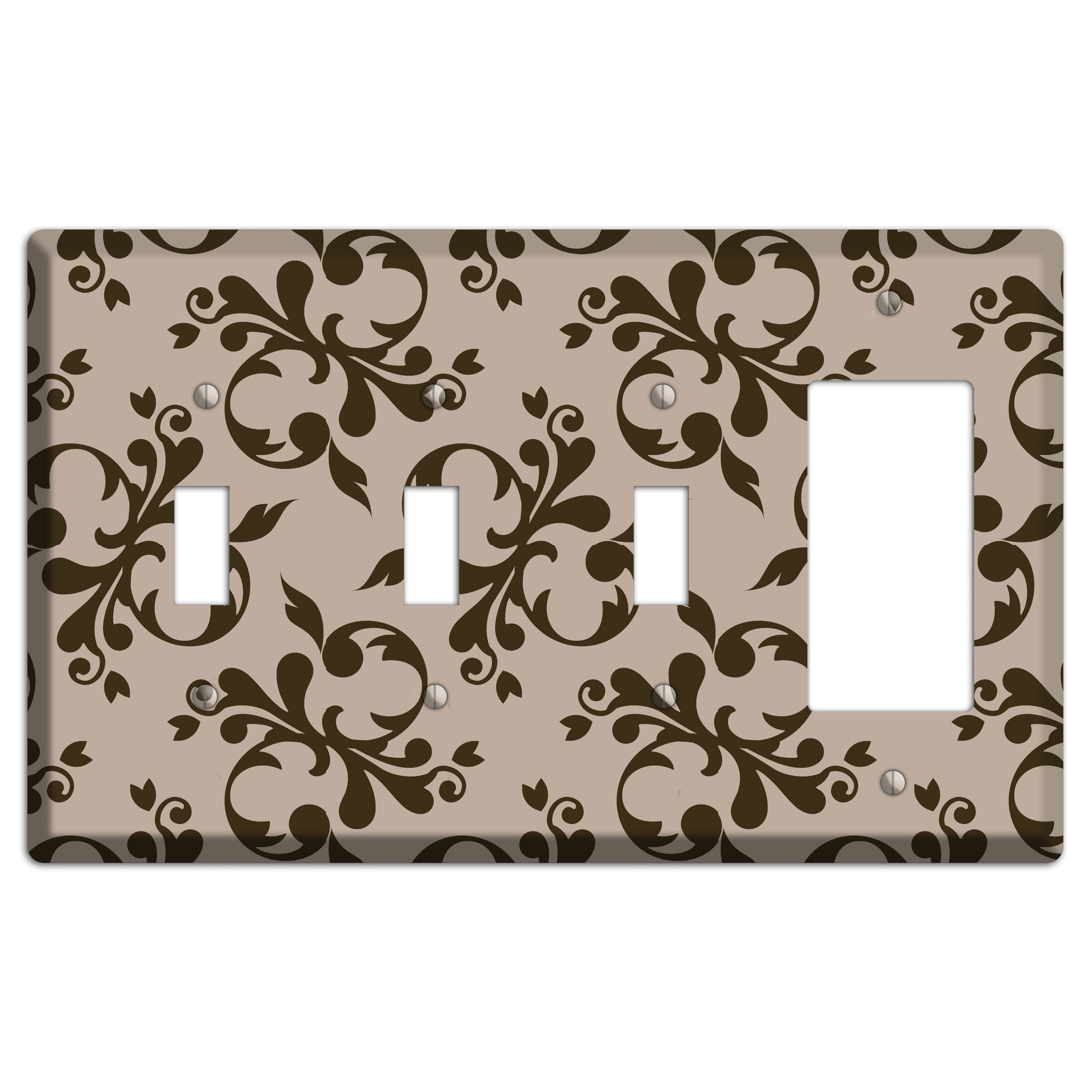 Beige Victorian Toile 3 Toggle / Rocker Wallplate