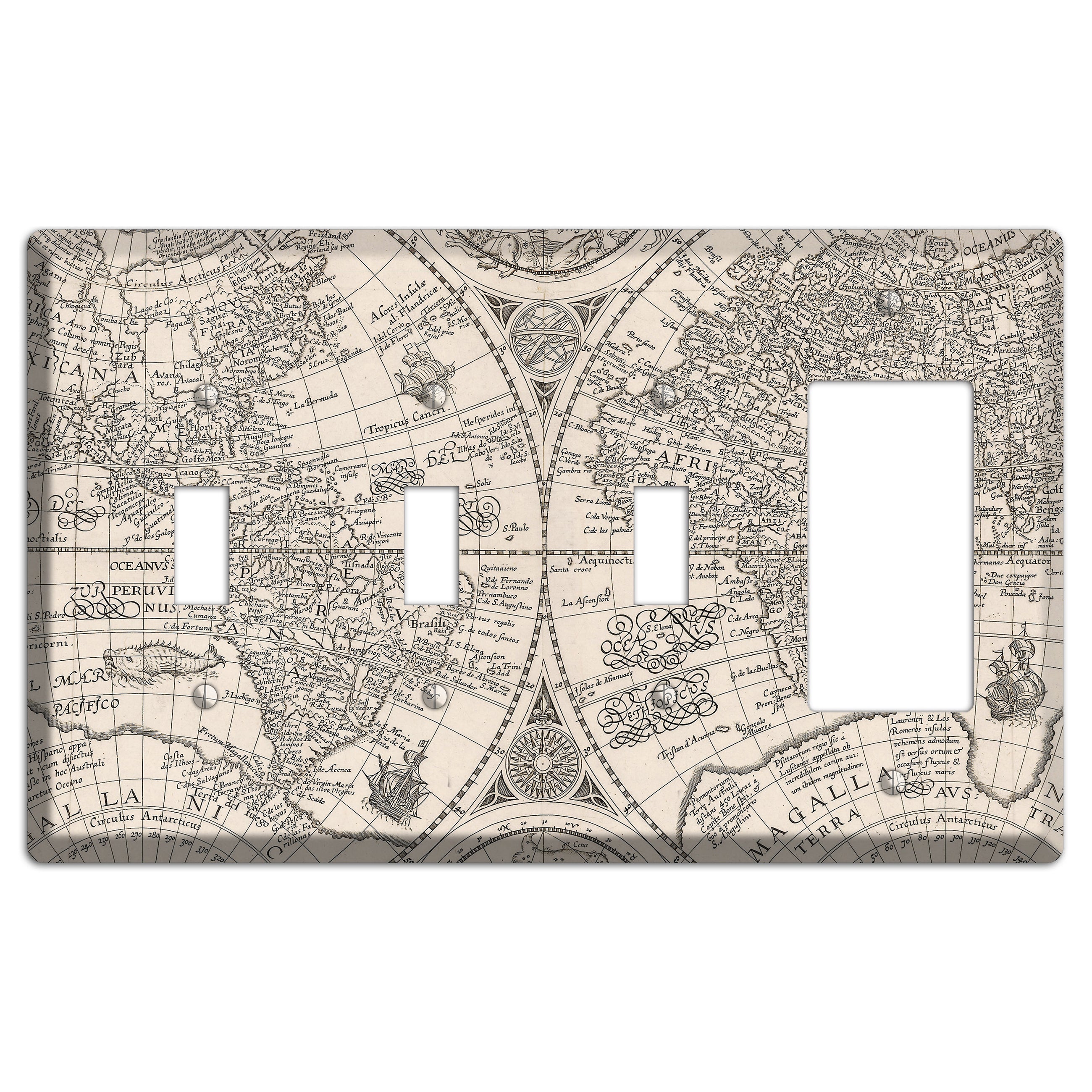 Map of South America 3 Toggle / Rocker Wallplate