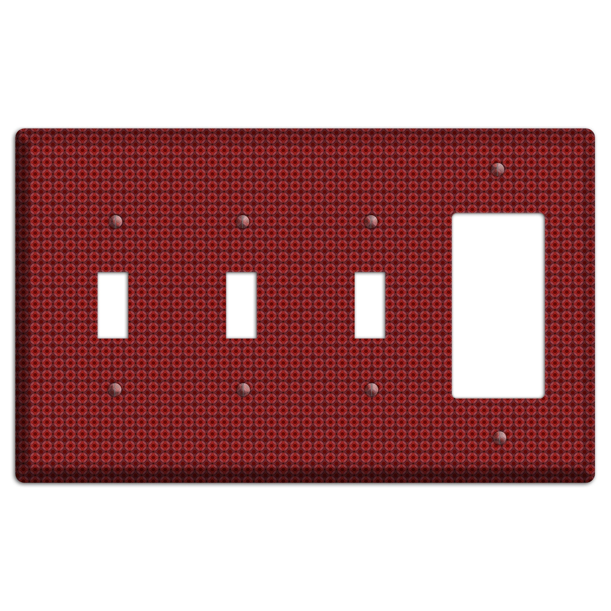 Multi Red Tiled Foulard 3 Toggle / Rocker Wallplate