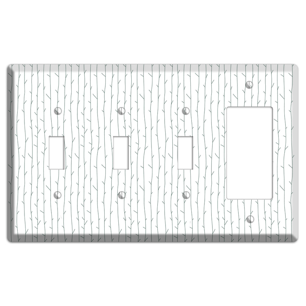 Leaves Style D 3 Toggle / Rocker Wallplate