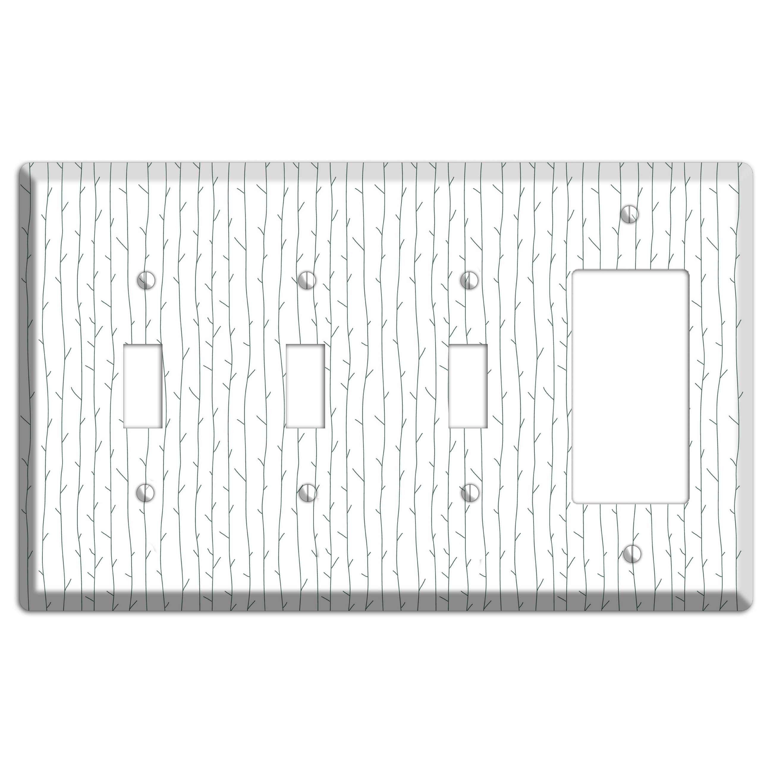 Leaves Style D 3 Toggle / Rocker Wallplate