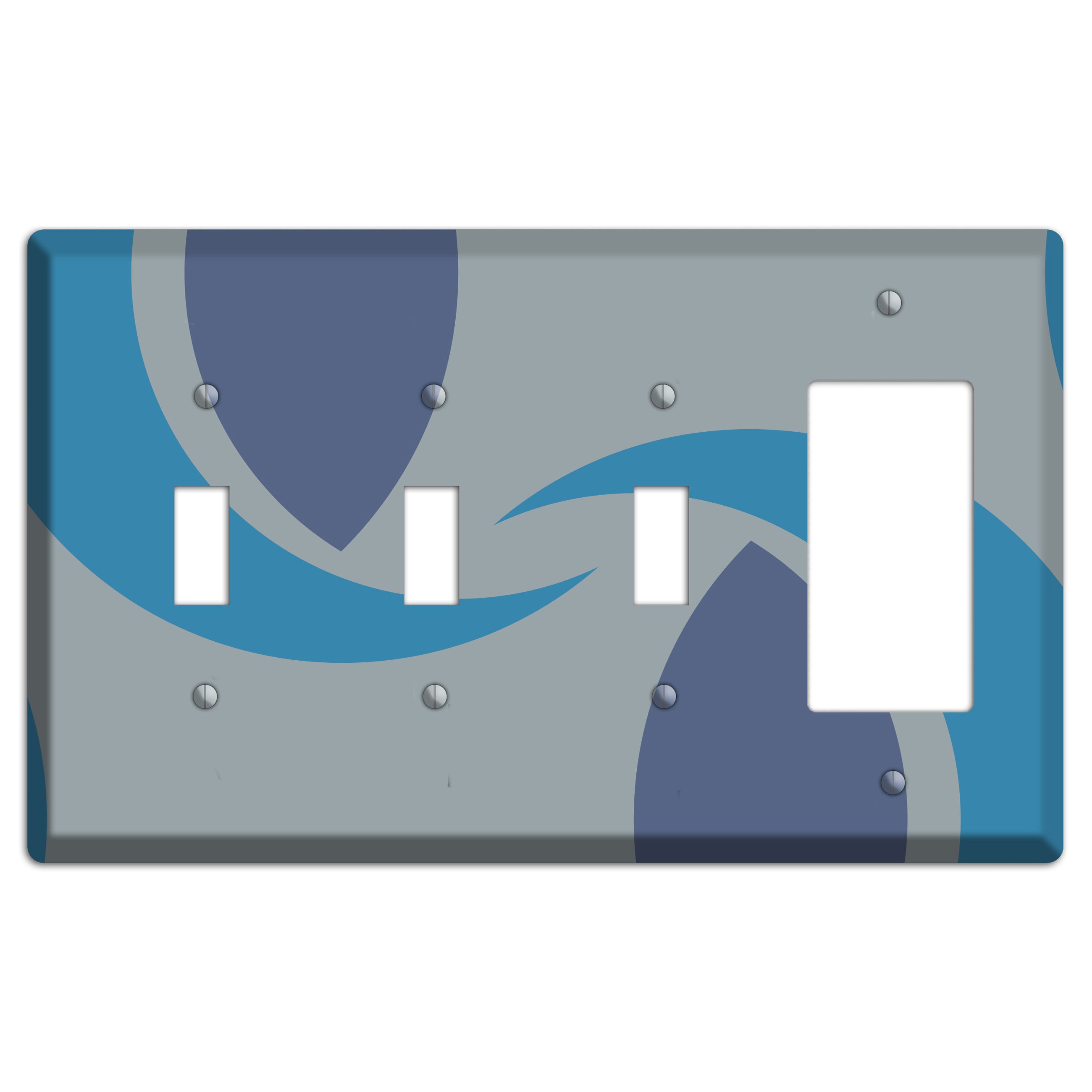 Grey and Blue Abstract 3 Toggle / Rocker Wallplate