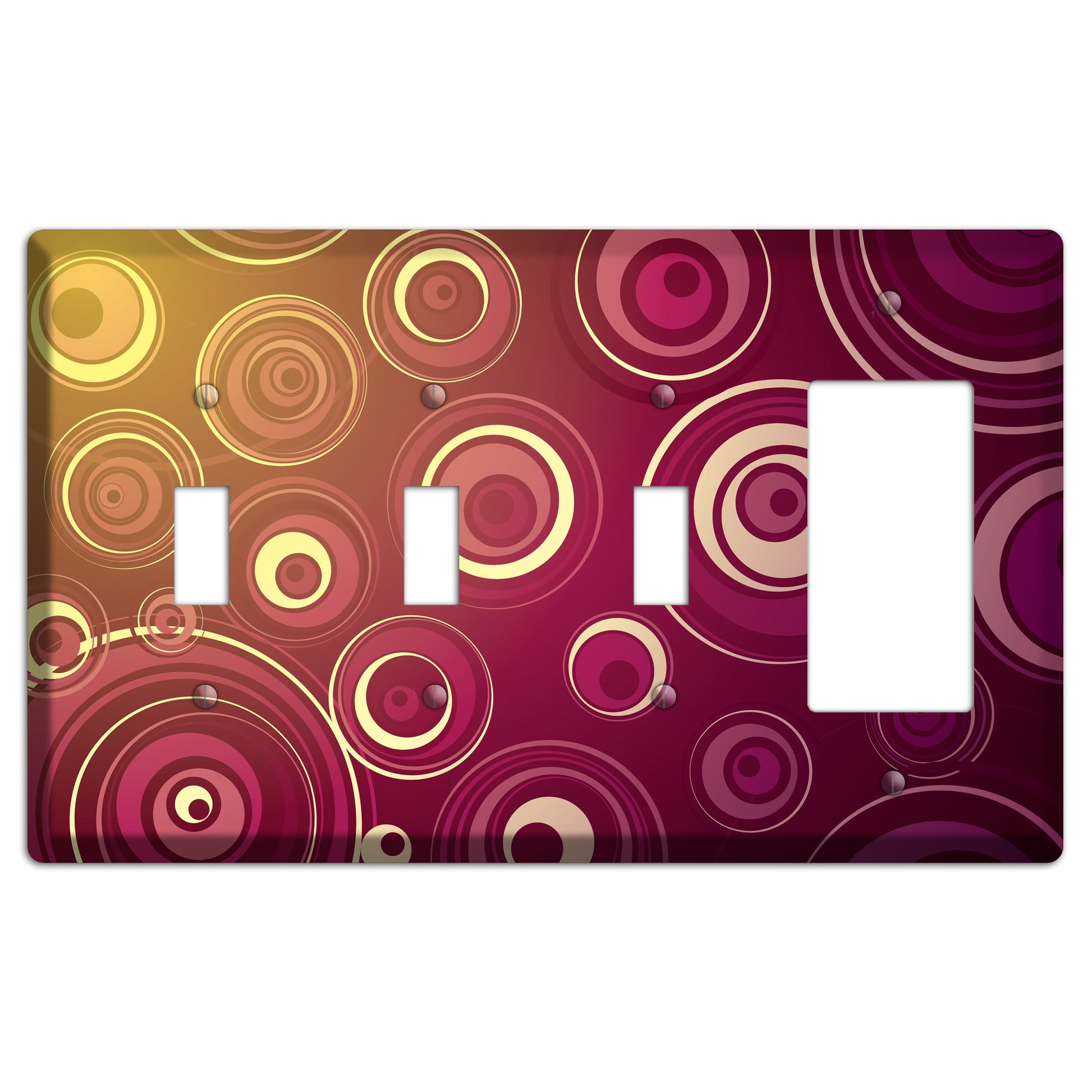 Maroon and Yellow Circles 3 Toggle / Rocker Wallplate