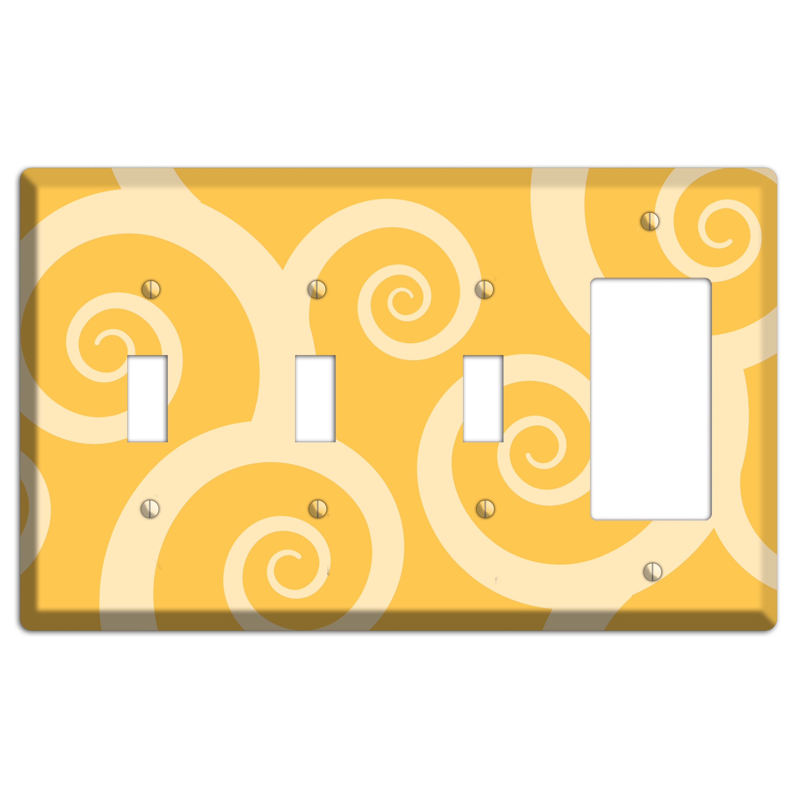 Yellow Tones Large Swirl 3 Toggle / Rocker Wallplate