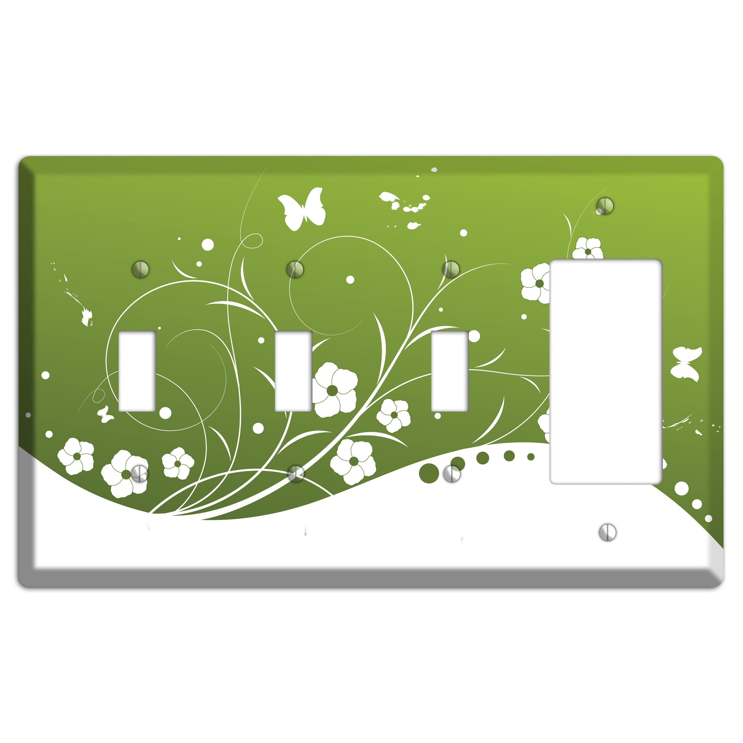 Green Floral Sprig 3 Toggle / Rocker Wallplate