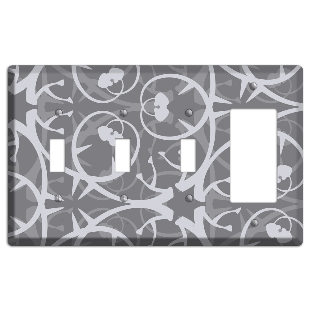 Grey Abstract Swirl 3 Toggle / Rocker Wallplate
