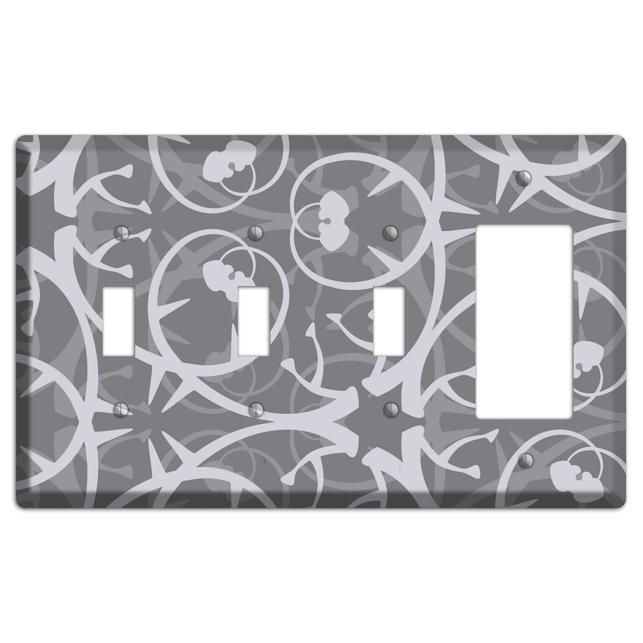 Grey Abstract Swirl 3 Toggle / Rocker Wallplate