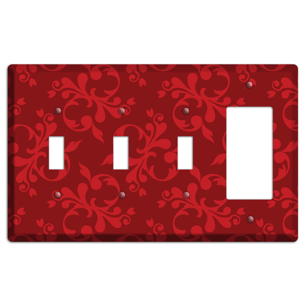 Red Victorian Toile 3 Toggle / Rocker Wallplate