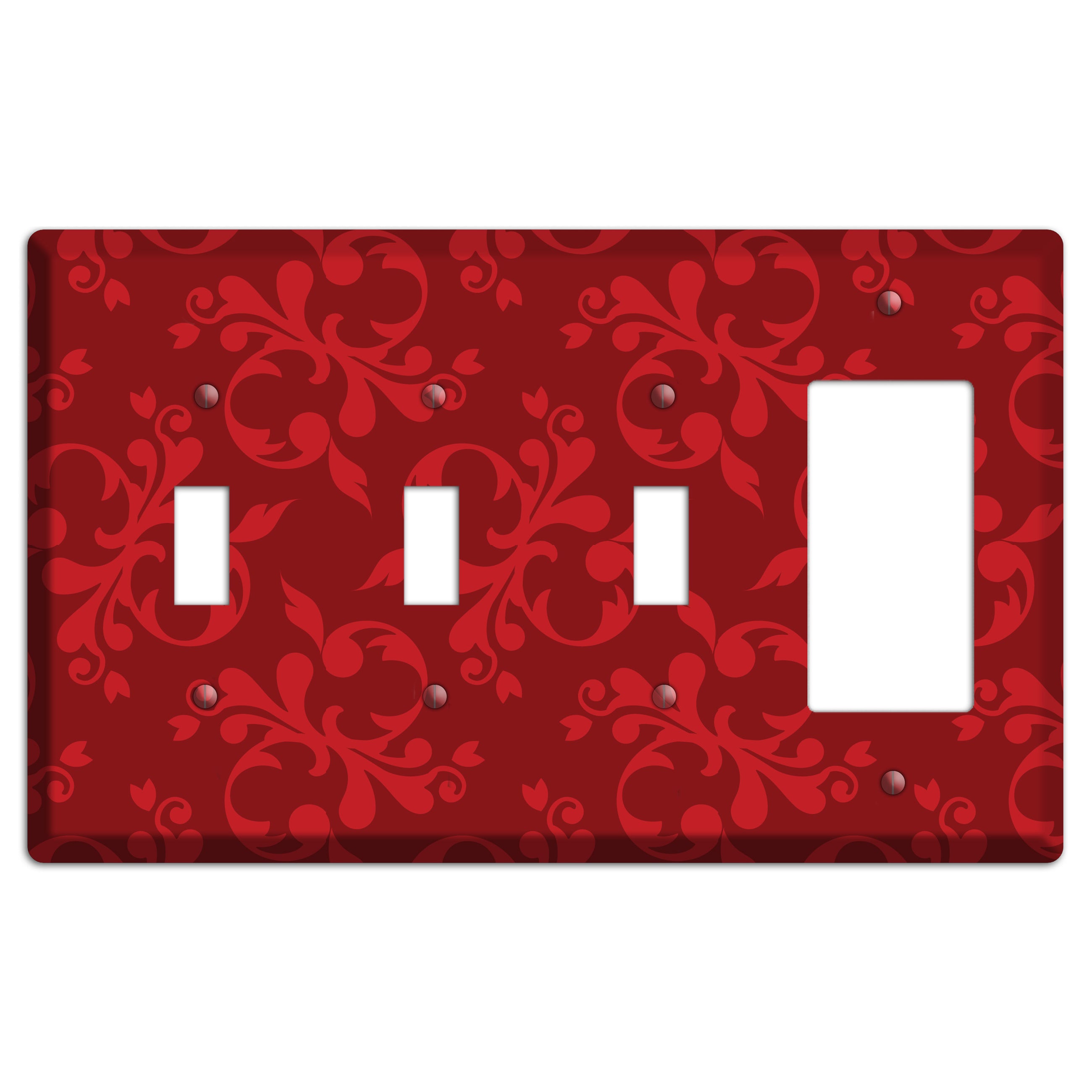 Red Victorian Toile 3 Toggle / Rocker Wallplate