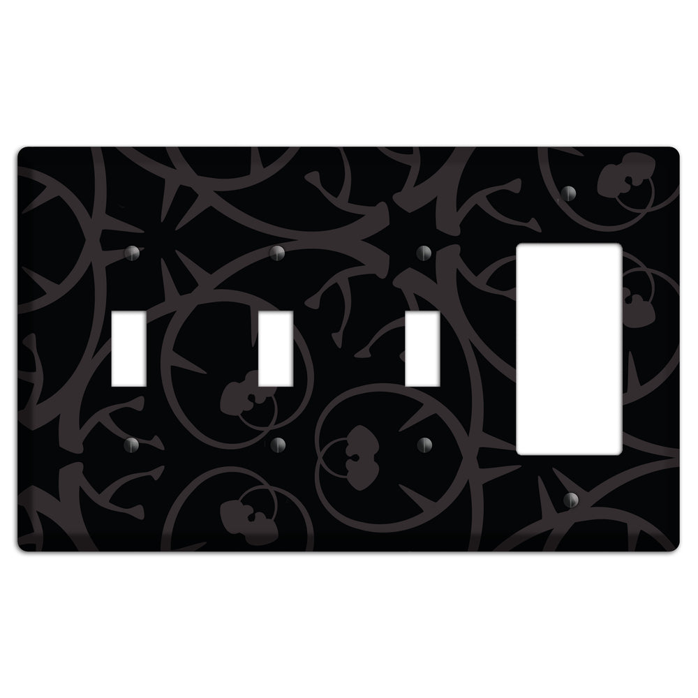 Black with Grey Abstract Swirl 3 Toggle / Rocker Wallplate