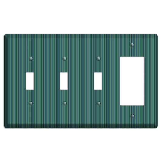Multi Jade Vertical Stripes 3 Toggle / Rocker Wallplate