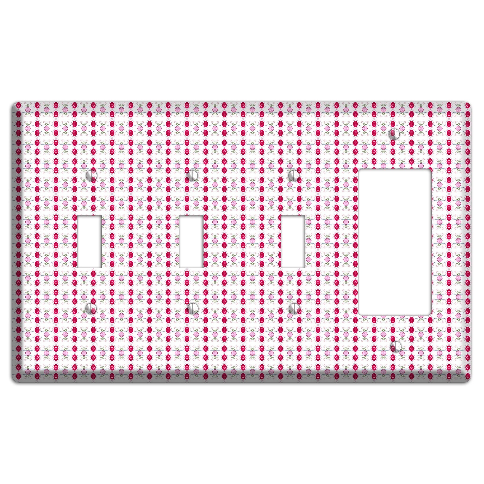 Multi Pink Cartouche 3 Toggle / Rocker Wallplate