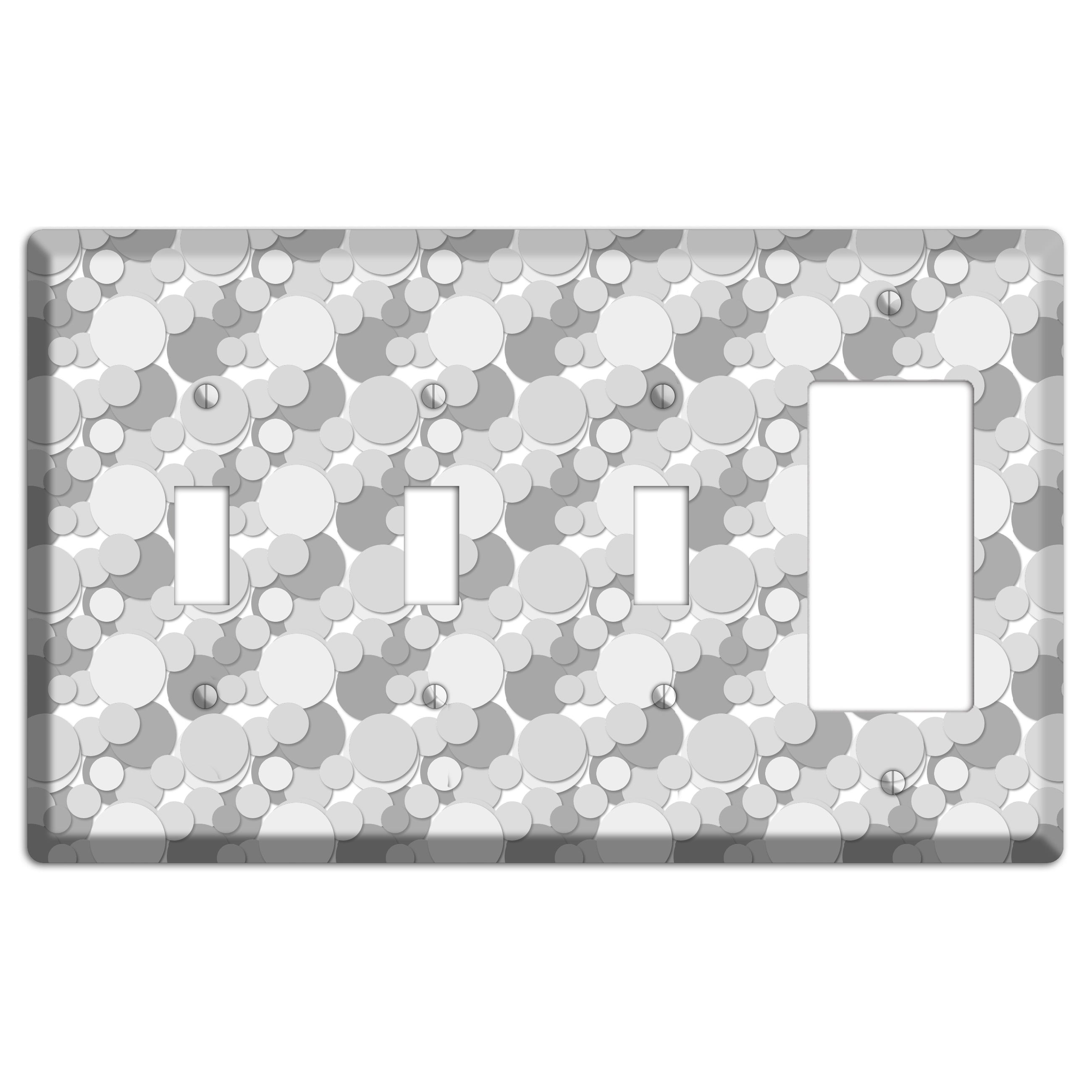 Multi Grey Bubble Dots 3 Toggle / Rocker Wallplate