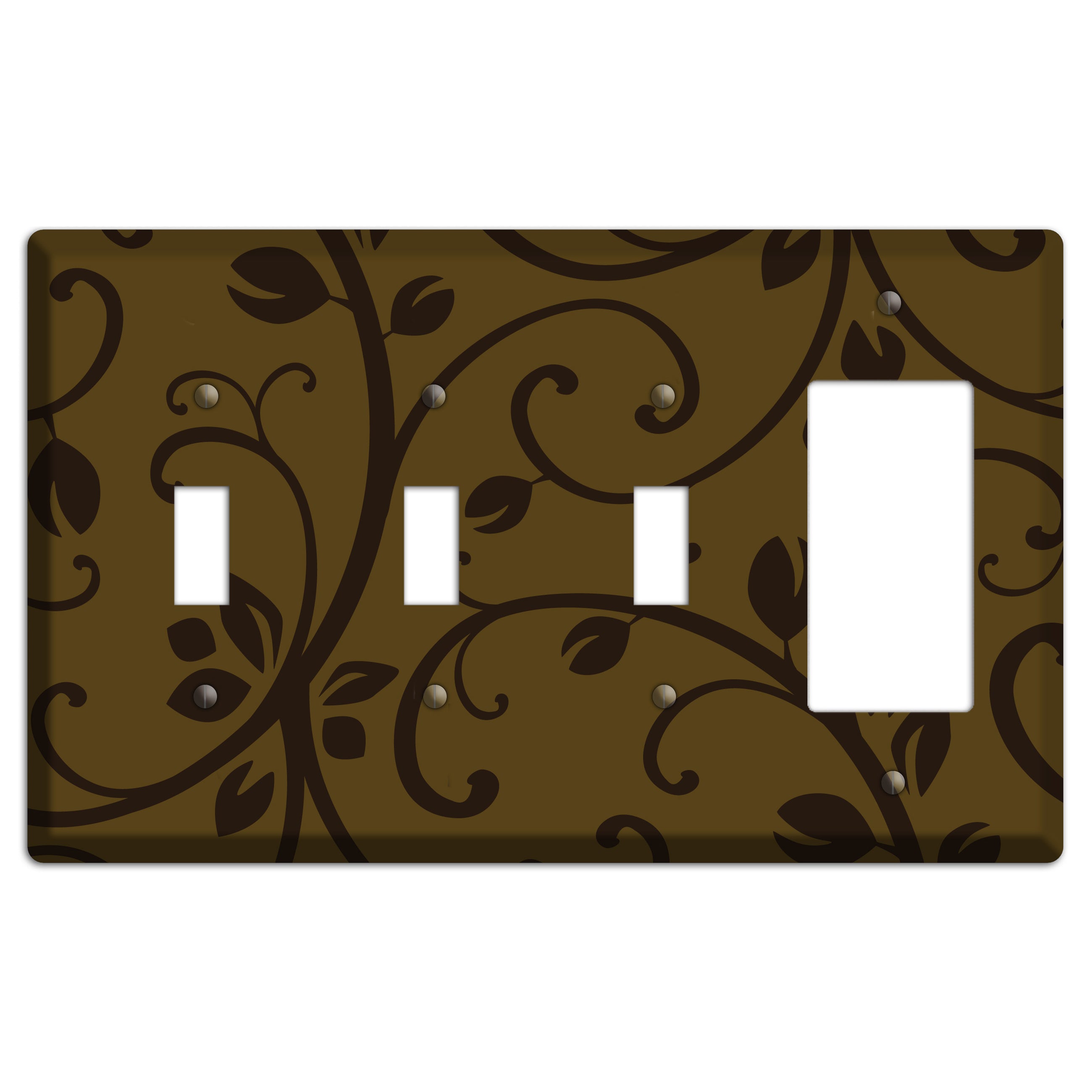 Brown Bud Sprig 3 Toggle / Rocker Wallplate