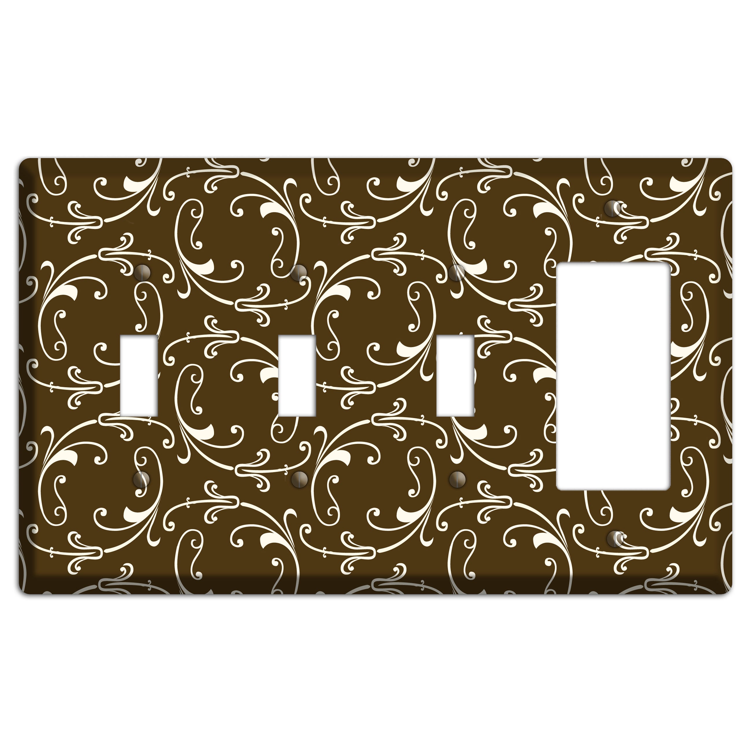 Brown Victorian Sprig 3 Toggle / Rocker Wallplate