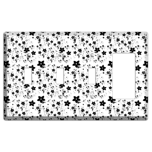 Black and White Flowers 3 Toggle / Rocker Wallplate
