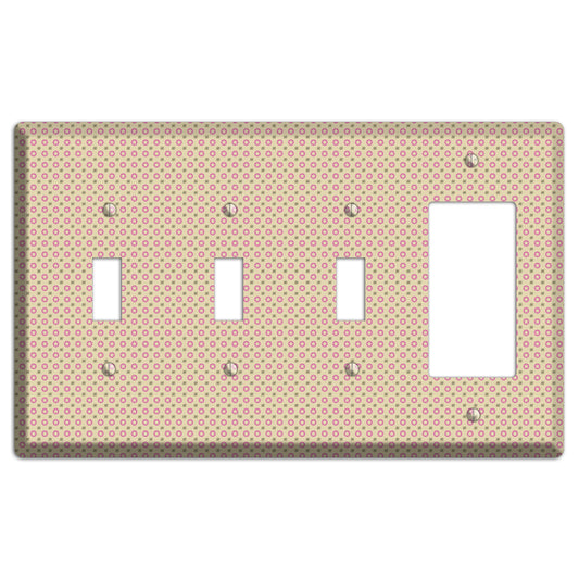 Beige with Pink Stars 3 Toggle / Rocker Wallplate
