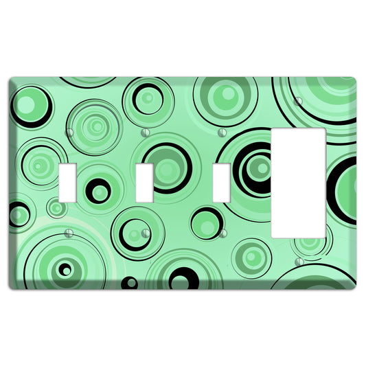 Mint Green Circles 3 Toggle / Rocker Wallplate