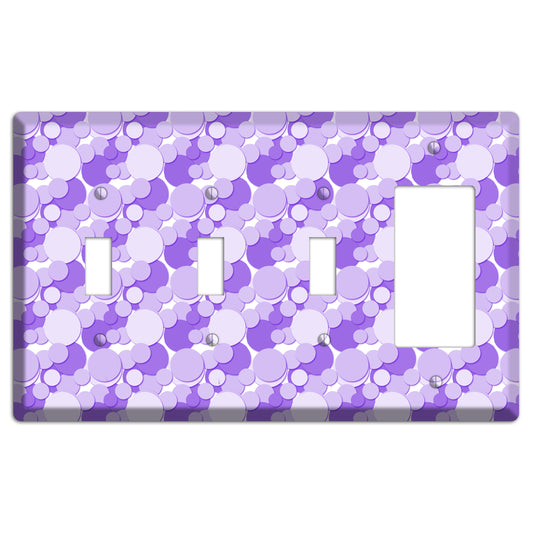 Multi Purple Bubble Dots 3 Toggle / Rocker Wallplate