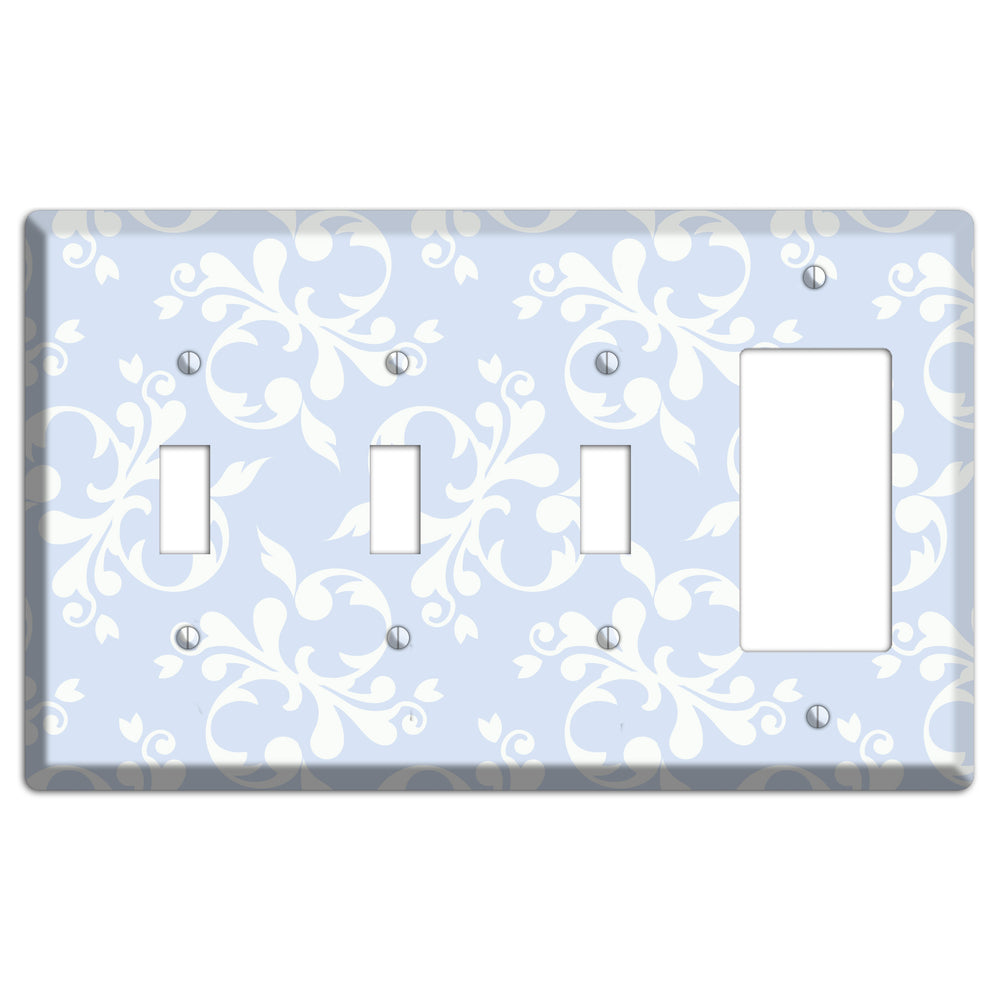 Light Blue Victorian Toile 3 Toggle / Rocker Wallplate