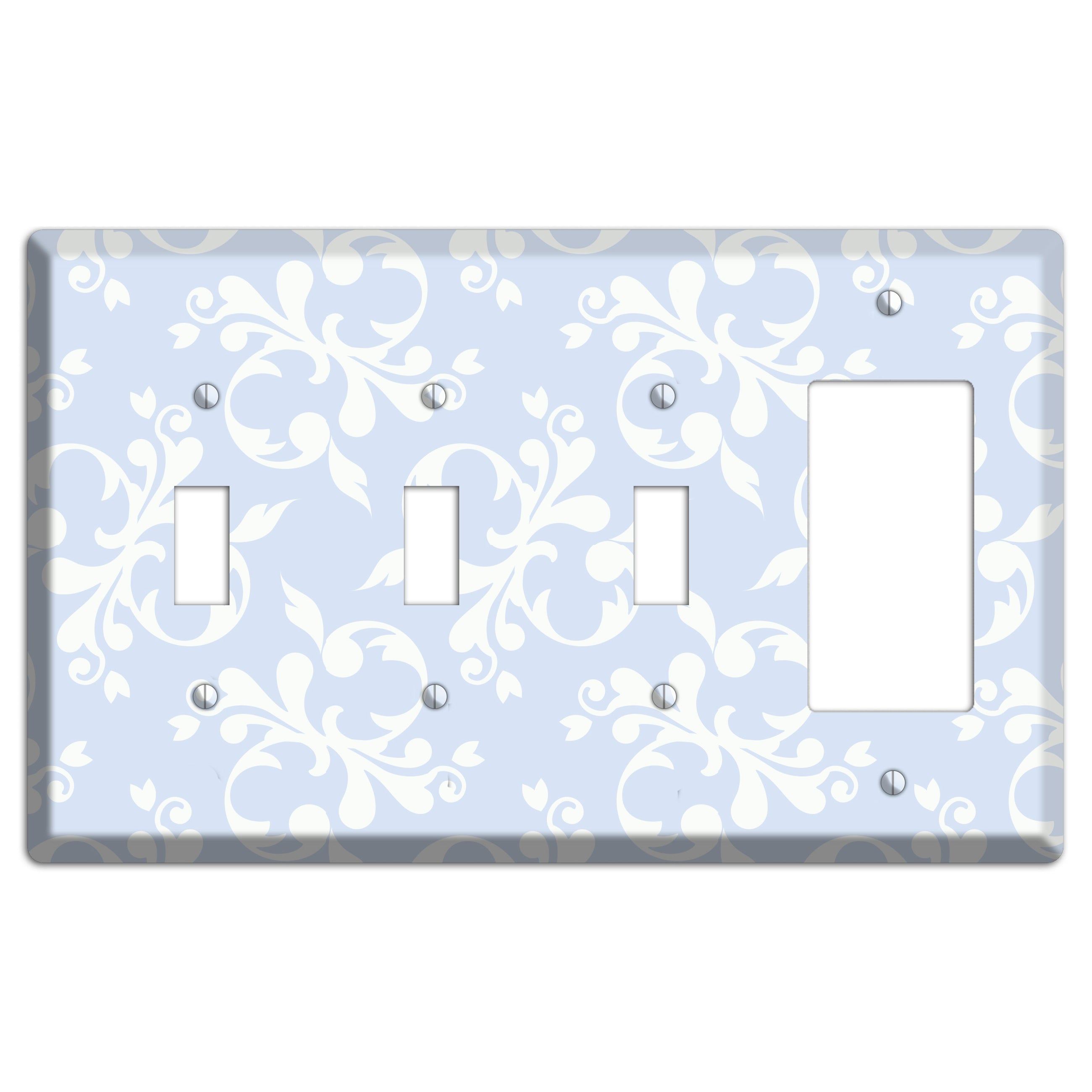 Light Blue Victorian Toile 3 Toggle / Rocker Wallplate