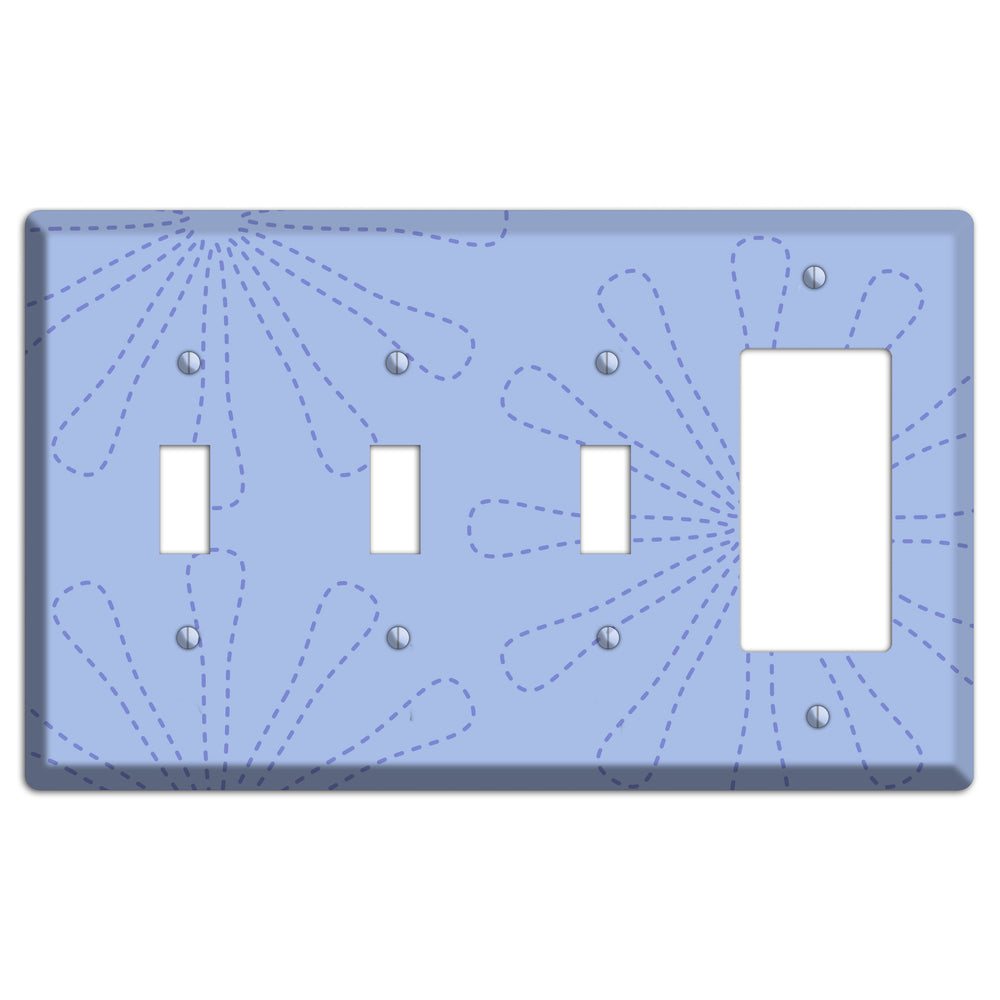 Periwinkle Retro Stipple Floral Contour 3 Toggle / Rocker Wallplate