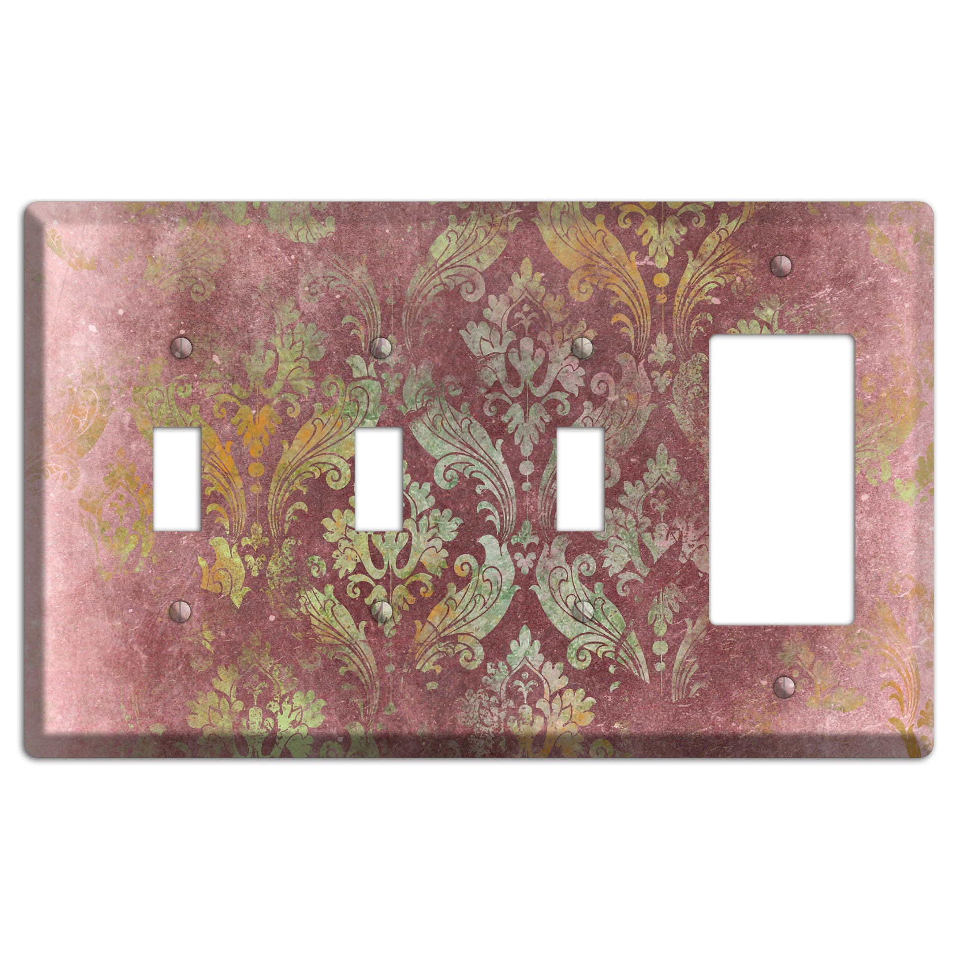 Roman Coffee Whimsical Damask 3 Toggle / Rocker Wallplate