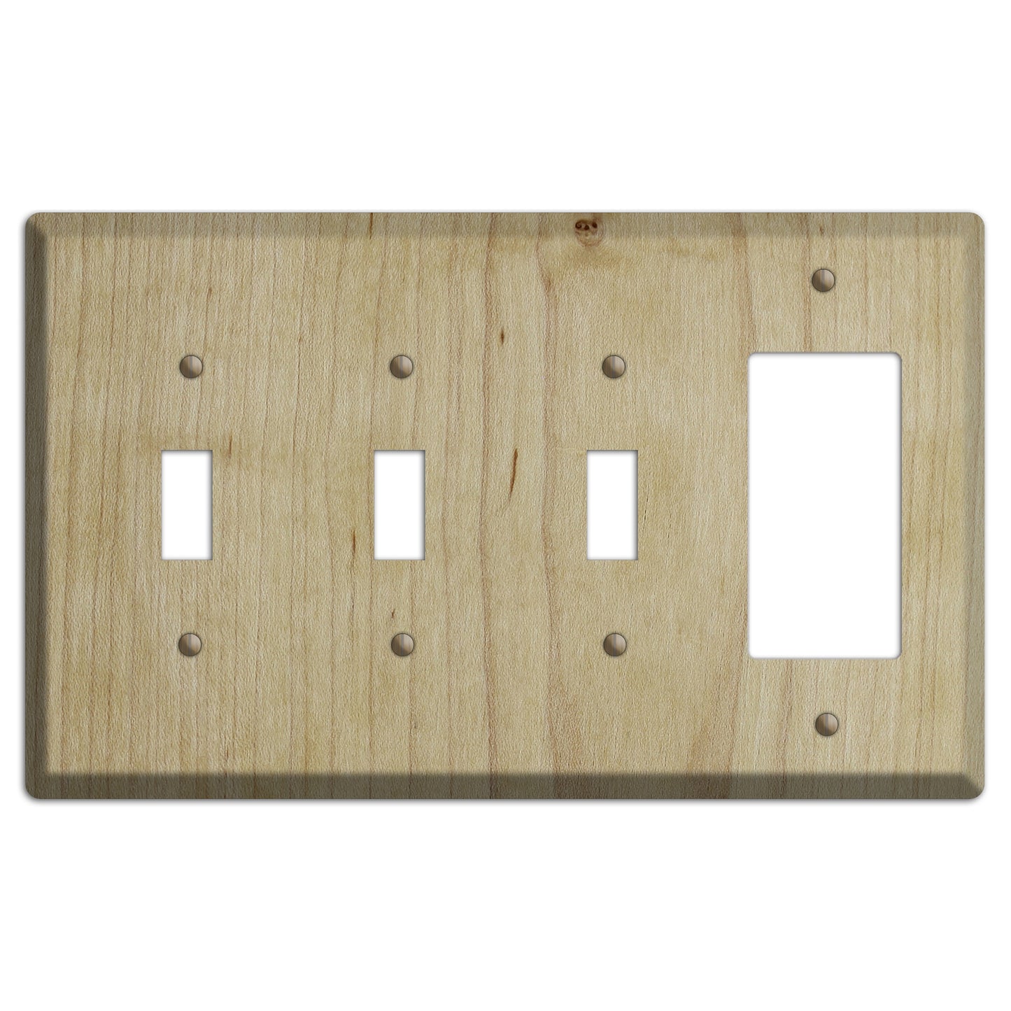 Maple Wood 3 Toggle / Rocker Outlet Cover Plate